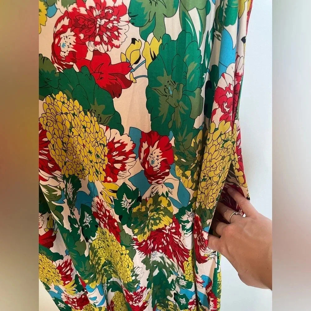 NWT OURS Maxi Spaghetti Dress MultiColor Floral Print Luxuriously Soft, Medium - Picture 6 of 7